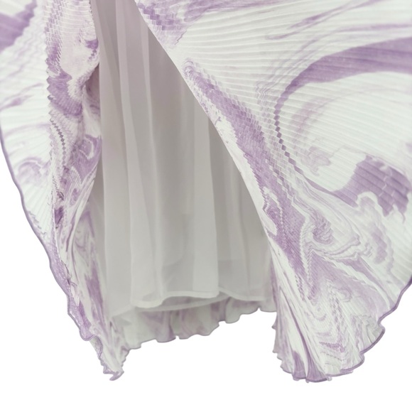 Ganni Orchid Bloom Pleated Georgette Oversized Mini Dress Designer XXS / XS - Picture 9 of 16